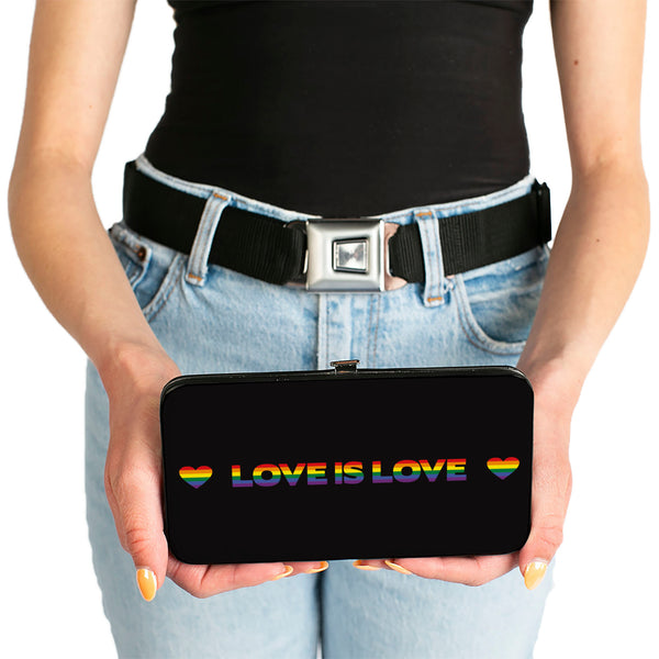 Buckle Down Hinged Wallet - LOVE IS LOVE Heart Black Rainbow