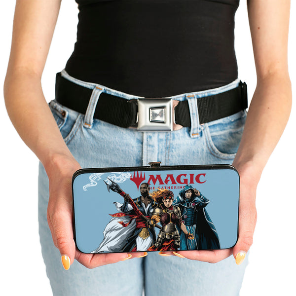 Buckle Down Hinged Wallet - MAGIC THE GATHERING Three Planeswalker Group Pose And Title Logo Light Blue