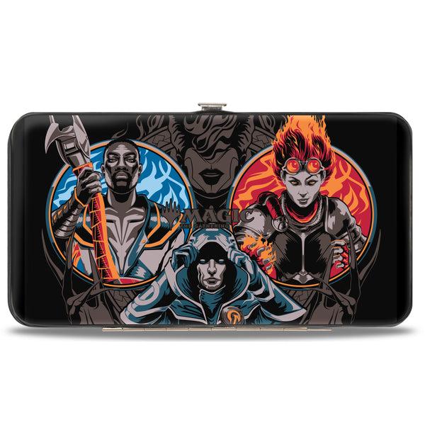 buckle down Hinged Wallet - MAGIC THE GATHERING Three Planeswalker Poses and Title Logo Black/Grays/Multi Color
