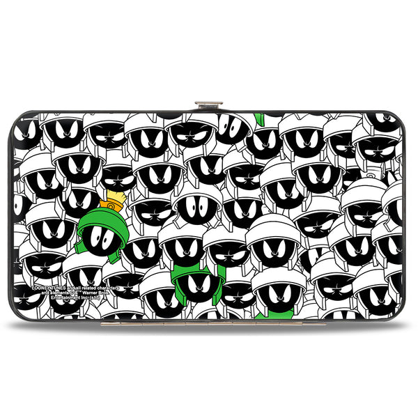 Buckle Down Hinged Wallet - Marvin The Martian Ray Gun Pose Expressions Stacked LANDSCAPE White Black Multi Color