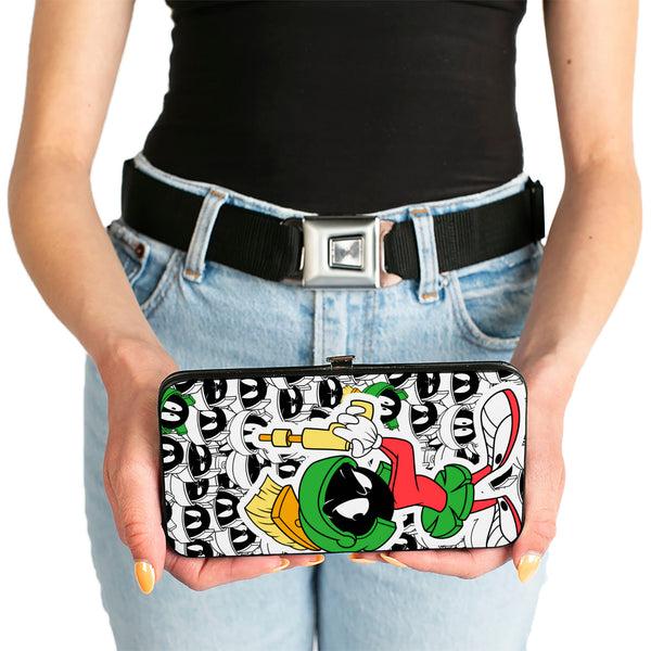 Buckle Down Hinged Wallet - Marvin The Martian Ray Gun Pose Expressions Stacked PORTRAIT White Black Multi Color