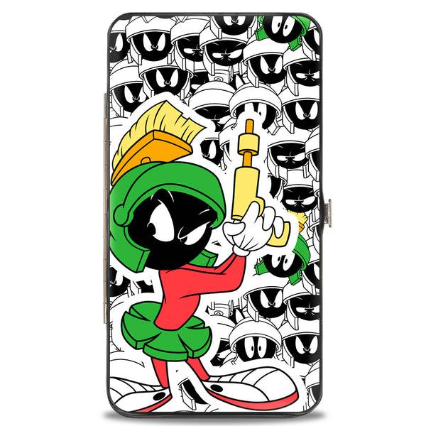 buckle down Hinged Wallet - Marvin the Martian Ray Gun Pose Expressions Stacked PORTRAIT White Black Multi Color