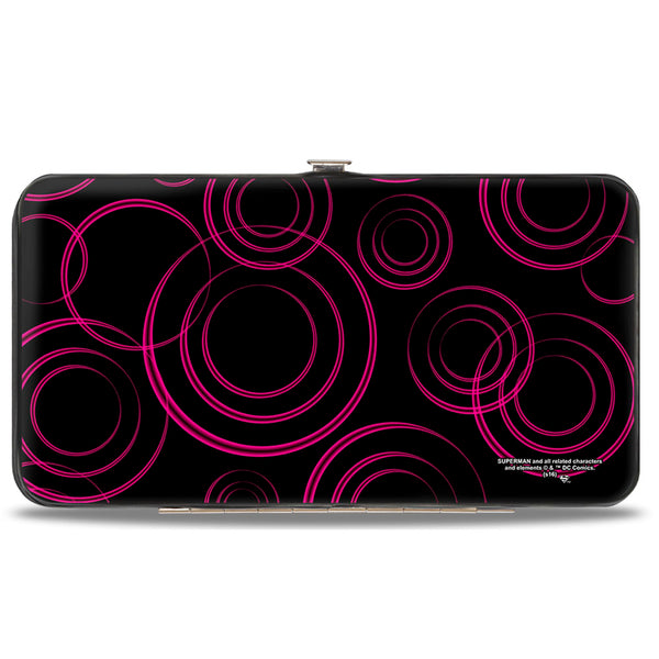 Buckle Down Hinged Wallet - Neon Super Shield Supergirl Pose Rings Black Pinks Yellow