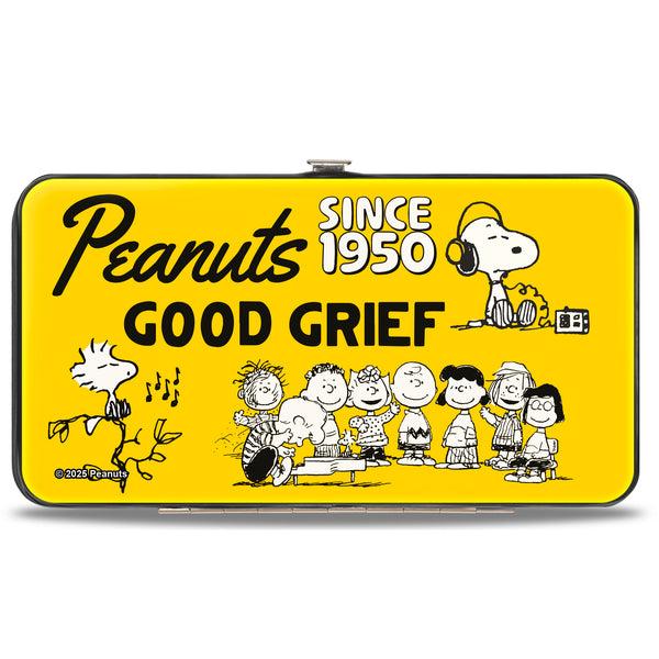 Buckle Down Hinged Wallet - PEANUTS Gang SINCE 1950 GOOD GRIEF Group Pose Yellow/Black