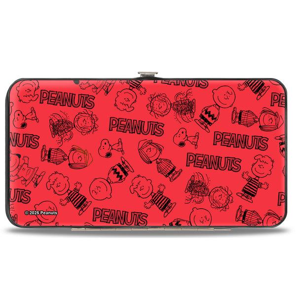 Buckle Down Hinged Wallet - PEANUTS Gang Six Character And Title Logo Collage Red/Black
