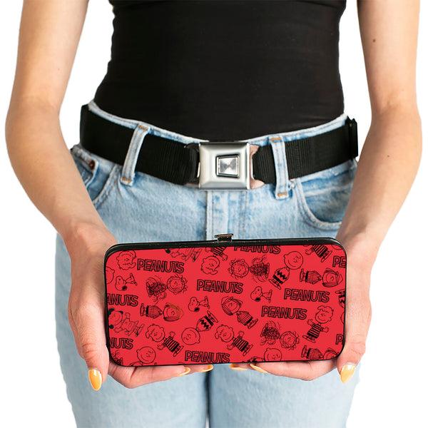 Buckle Down Hinged Wallet - PEANUTS Gang Six Character And Title Logo Collage Red/Black