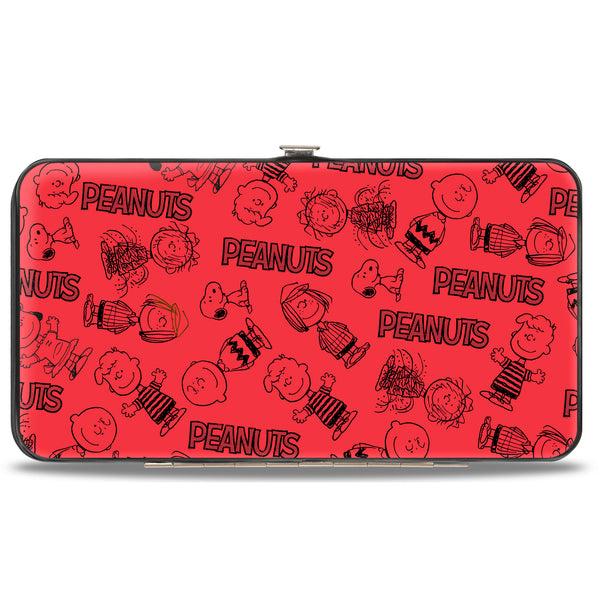 buckle down Hinged Wallet - PEANUTS Gang Six Character and Title Logo Collage Red/Black