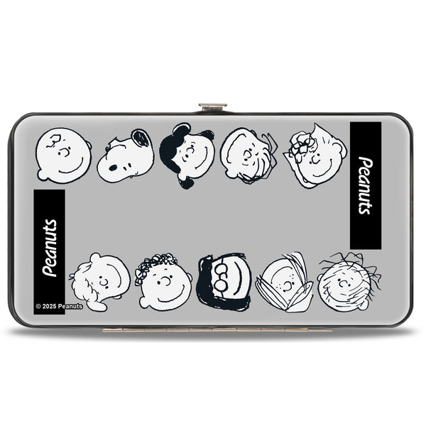 Buckle Down Hinged Wallet - Peanuts Gang Ten Character Faces Gray/Black/White