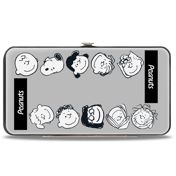 buckle down Hinged Wallet - Peanuts Gang Ten Character Faces Gray/Black/White