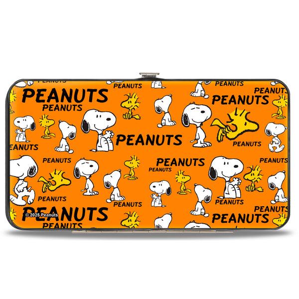 Buckle Down Hinged Wallet - PEANUTS Snoopy And Woodstock Poses Collage Orange