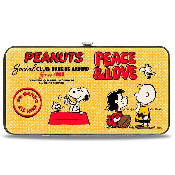 buckle down Hinged Wallet - PEANUTS SOCIAL CLUB PEACE & LOVE Scenes Yellow/Red