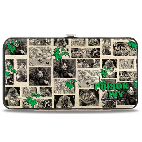 Buckle Down Hinged Wallet - Poison Ivy Pose + Logo Ivy Comic Scenes Grays Greens