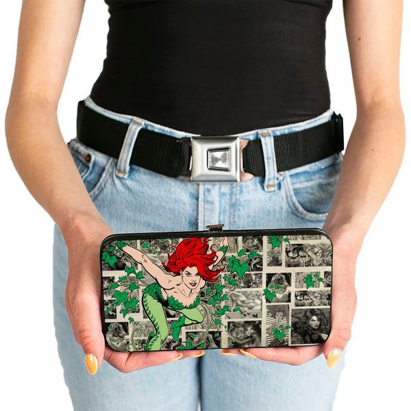 Buckle Down Hinged Wallet - Poison Ivy Pose + Logo Ivy Comic Scenes Grays Greens