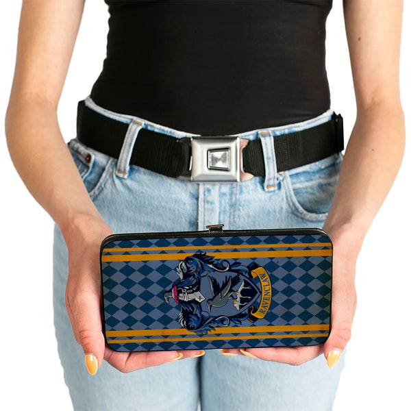 Buckle Down Hinged Wallet - RAVENCLAW Crest Stripes Diamonds Blues Gold