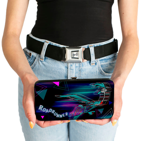 Buckle Down Hinged Wallet - ROAD RUNNER Action Pose Streak Triangles Black Blues Pinks
