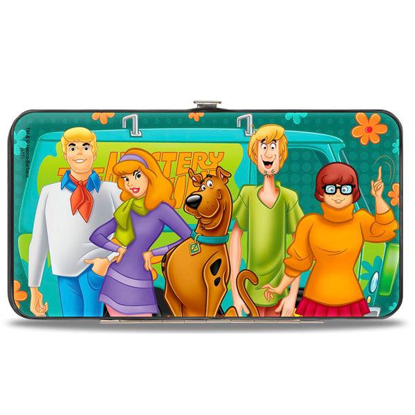 Buckle Down Hinged Wallet - Scooby Doo 5-Character Group Pose W Mystery Machine Turquoise Blues Orange