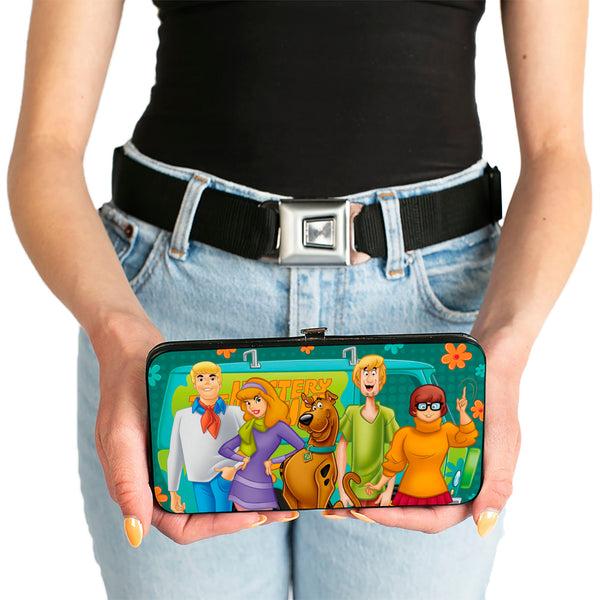 Buckle Down Hinged Wallet - Scooby Doo 5-Character Group Pose W Mystery Machine Turquoise Blues Orange