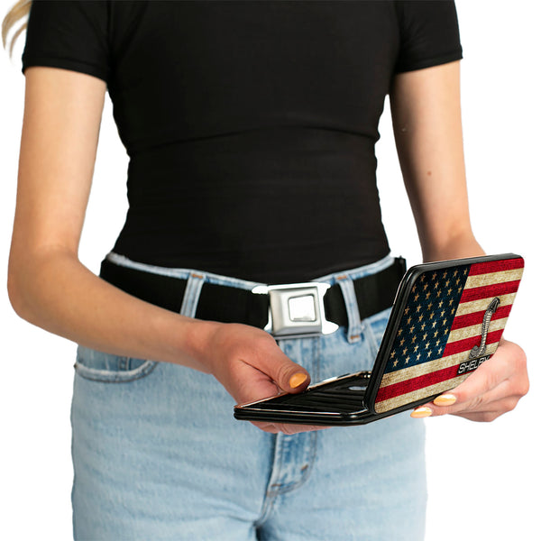Buckle Down Hinged Wallet - SHELBY Tiffany Box Americana Black White