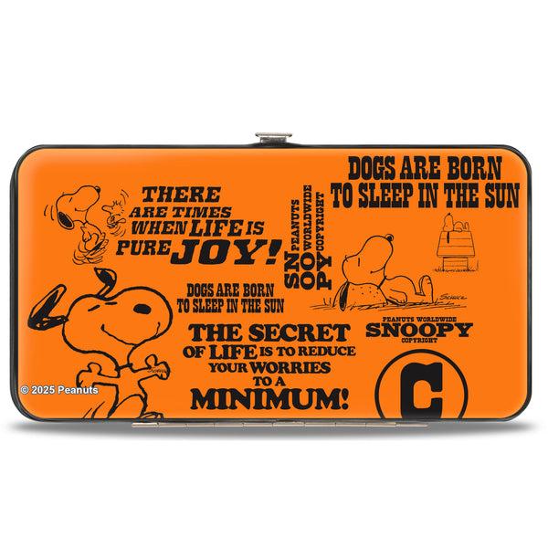 Buckle Down Hinged Wallet - Snoopy Poses And Quotes Collage Orange/Black