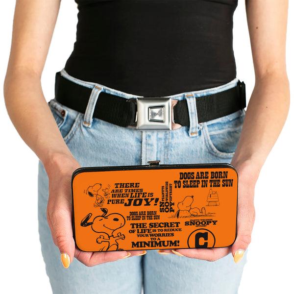 Buckle Down Hinged Wallet - Snoopy Poses And Quotes Collage Orange/Black