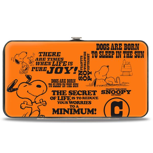 buckle down Hinged Wallet - Snoopy Poses and Quotes Collage Orange/Black