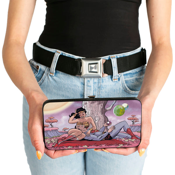 Buckle Down Hinged Wallet - Superman Wonder Woman Issue #14 Sitting Under Tree Variant Cover Pose + WONDER WOMAN Script Pink