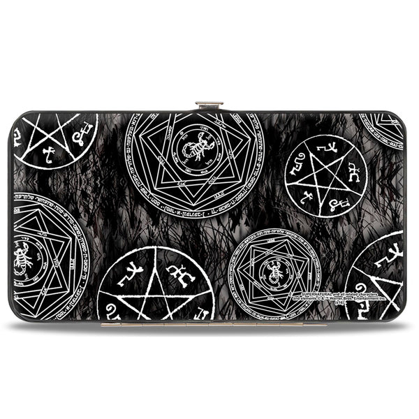 Buckle Down Hinged Wallet - Supernatural Devil's Trap Pentagrams Grays Black White