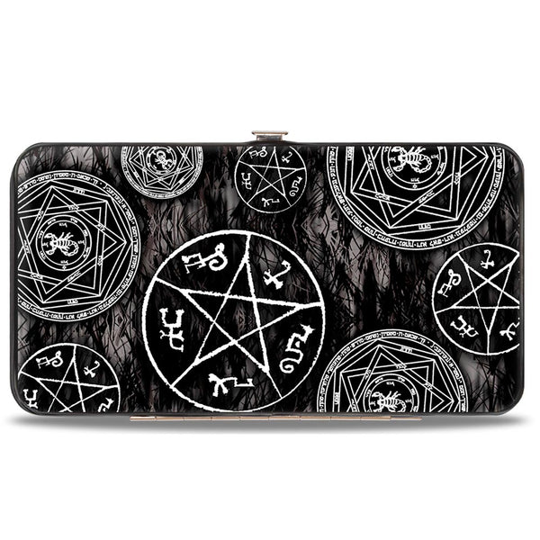 buckle down Hinged Wallet - Supernatural Devil's Trap Pentagrams Grays Black White