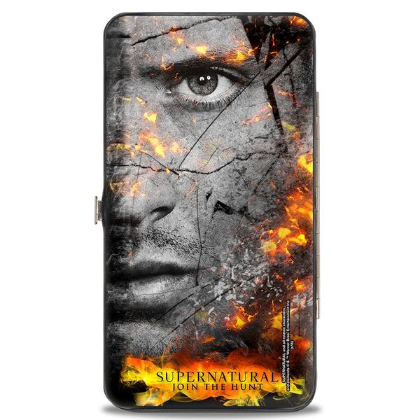 Buckle Down Hinged Wallet - SUPERNATURAL Sam + Dean Broken Faces CLOSE-UP Grays Flames