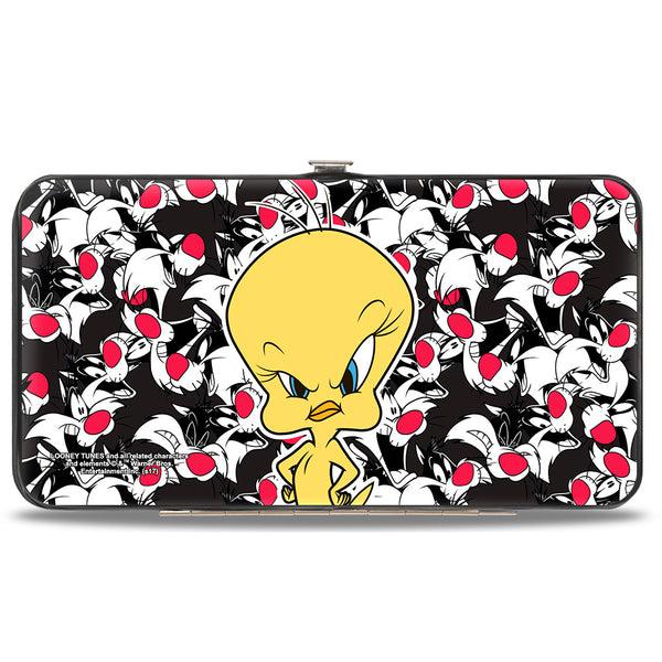 Buckle Down Hinged Wallet - Tweety Pose Sylvester The Cat Expressions Stacked Black White Red