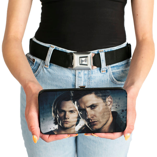 Buckle Down Hinged Wallet - Winchester Brothers CLOSE-UP + SUPERNATURAL Logo Black Grays