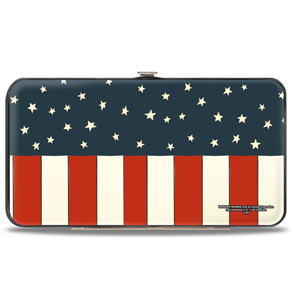 Buckle Down Hinged Wallet - WONDER WOMAN Logo Americana Red White Blue Yellow