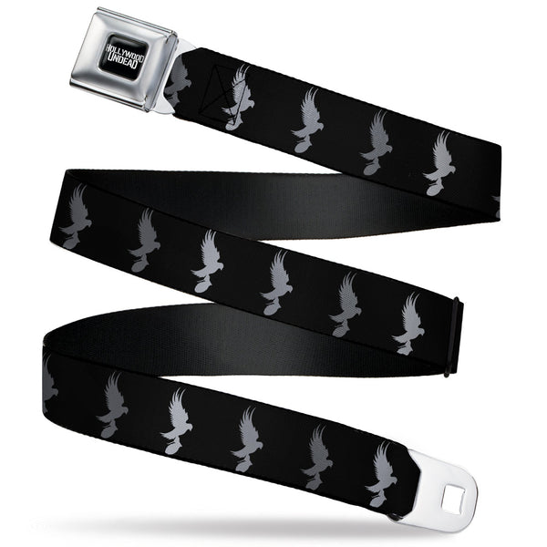 buckle down HOLLYWOOD UNDEAD Text Logo Full Color Black/White Seatbelt Belt - Hollywood Undead Dove & Grenade Icon Black/Grays Webbing