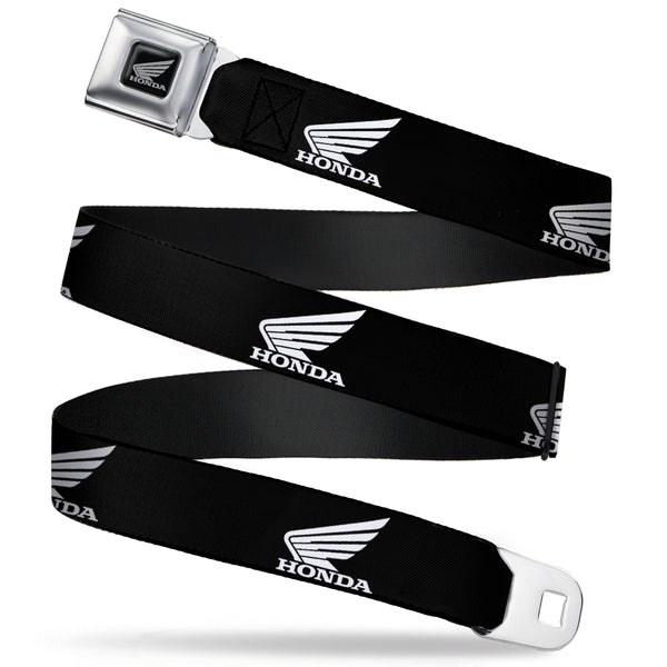 buckle down Honda Motorcycle Black Silver Seatbelt Belt - HONDA Motorcycle Logo Black/White Webbing