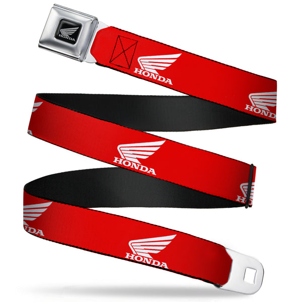 buckle down Honda Motorcycle Black Silver Seatbelt Belt - HONDA Motorcycle Logo Red/White Webbing