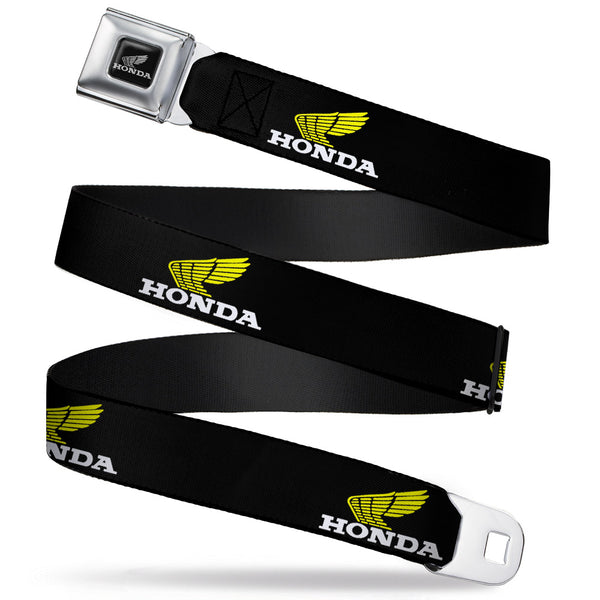 buckle down Honda Motorcycle Curved Logo Black Silver Seatbelt Belt - HONDA Motorcycle Curved Logo Black/Yellow/White Webbing