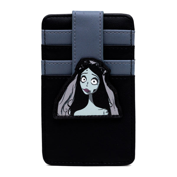 buckle down Horror Movies Vegan Leather Wallet ID Card Holder Corpse Bride Emily Pose Black Gray 3.0" x 5.0"