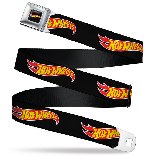 buckle down HOT WHEELS Classic Flame Logo Full Color Black/Red/Yellow Seatbelt Belt - HOT WHEELS Classic Flame Logo Black/Red/Yellow Webbing
