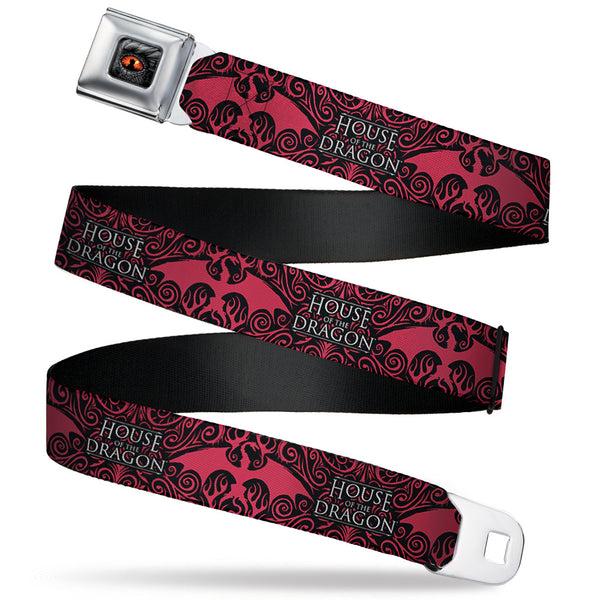 buckle down House of the Dragon Eye Throne Icon Full Color Black/Gray/Orange Seatbelt Belt - HOUSE OF THE DRAGON Dragon Icon Black/Red/White Webbing