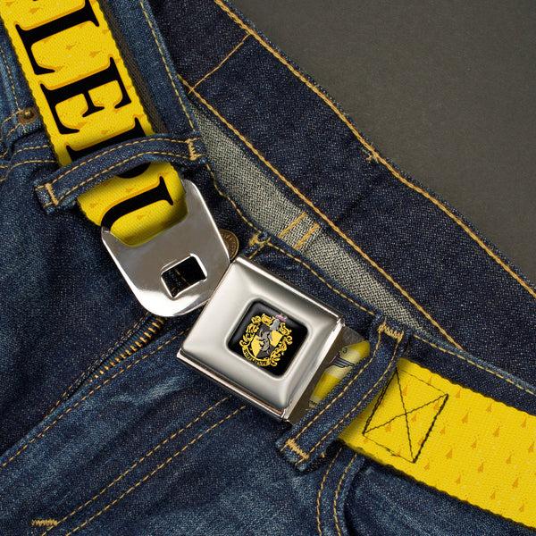 Buckle Down Hufflepuff Crest Full Color Seatbelt Belt - Harry Potter HUFFLEPUFF & Crest Yellow/Black Webbing