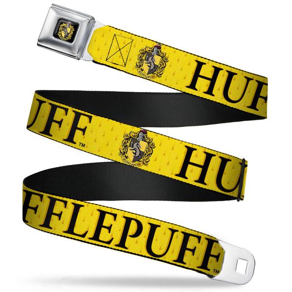 buckle down Hufflepuff Crest Full Color Seatbelt Belt - Harry Potter HUFFLEPUFF & Crest Yellow/Black Webbing