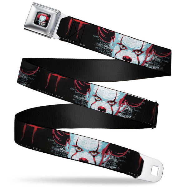 buckle down It Chapter Two Pennywise Face Full Color Black/Reds/Blues Seatbelt Belt - IT CHAPTER TWO Pennywise Face CLOSE-UP Black/Red/Blues Webbing