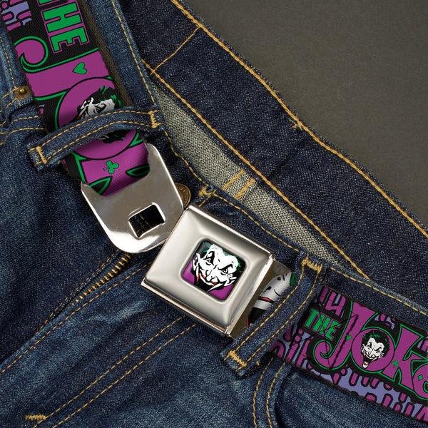 Buckle Down Joker Face Full Color Seatbelt Belt - Joker Face/Logo/Spades Black/Green/Purple Webbing
