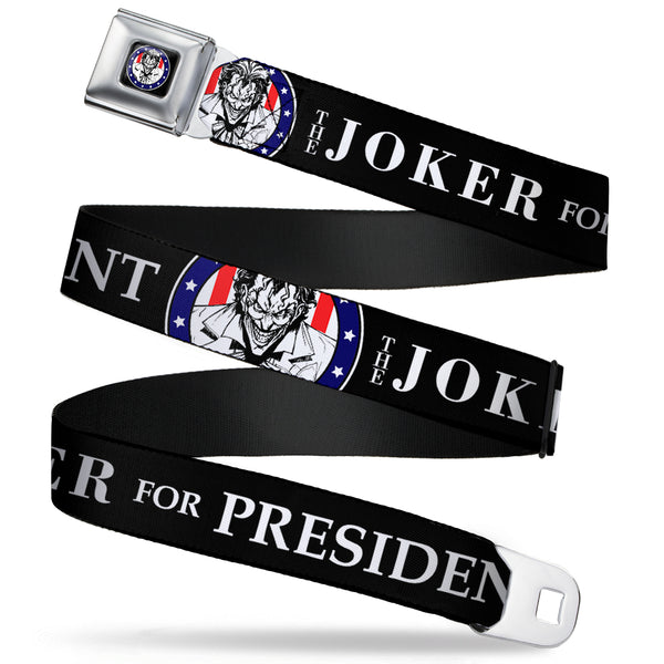 buckle down Joker Presidential Seal Full Color Black White Blue Red Seatbelt Belt - THE JOKER FOR PRESIDENT/Joker Presidential Seal CLOSE-UP Black/White/Blue/Red Webbing