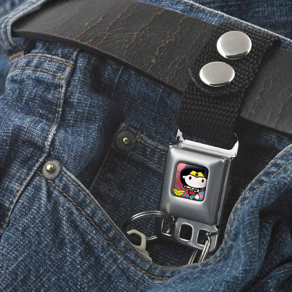 Buckle Down Keychain - Chibi Wonder Woman Pose Rays Full Color Blue Red