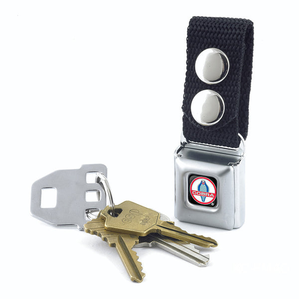 Buckle Down Keychain - Classic Mustang COBRA Logo Full Color Black Red White Gray Blue