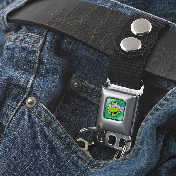 Buckle Down Keychain - Classic Teenage Mutant Ninja Turtles Donatello Face Turtle Shell Full Color Green