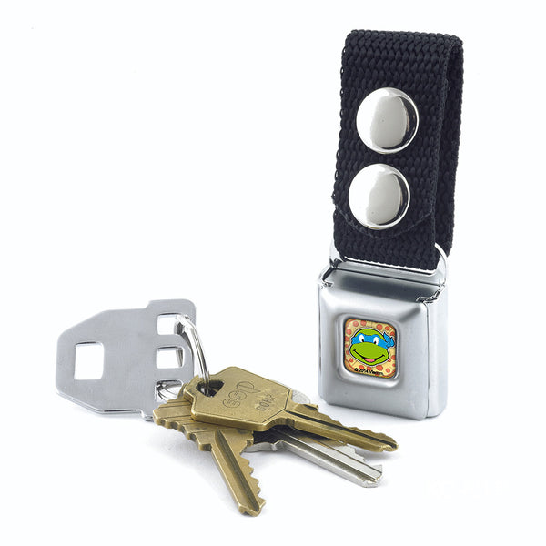 Buckle Down Keychain - Classic Teenage Mutant Ninja Turtles Leonardo Face Pizza Full Color
