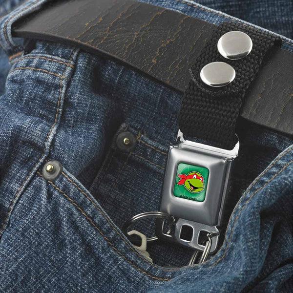 Buckle Down Keychain - Classic Teenage Mutant Ninja Turtles Raphael Face Turtle Shell Full Color Green