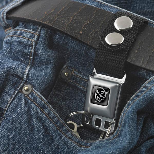 Buckle Down Keychain - Dodge Demon Icon Black Silver - Black